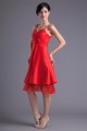 A-Line Handmade Flowers Short Red Bridesmaid Dresses 02010513