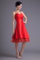 A-Line Handmade Flowers Short Red Bridesmaid Dresses 02010513