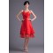 A-Line Handmade Flowers Short Red Bridesmaid Dresses 02010513