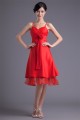 A-Line Handmade Flowers Short Red Bridesmaid Dresses 02010513