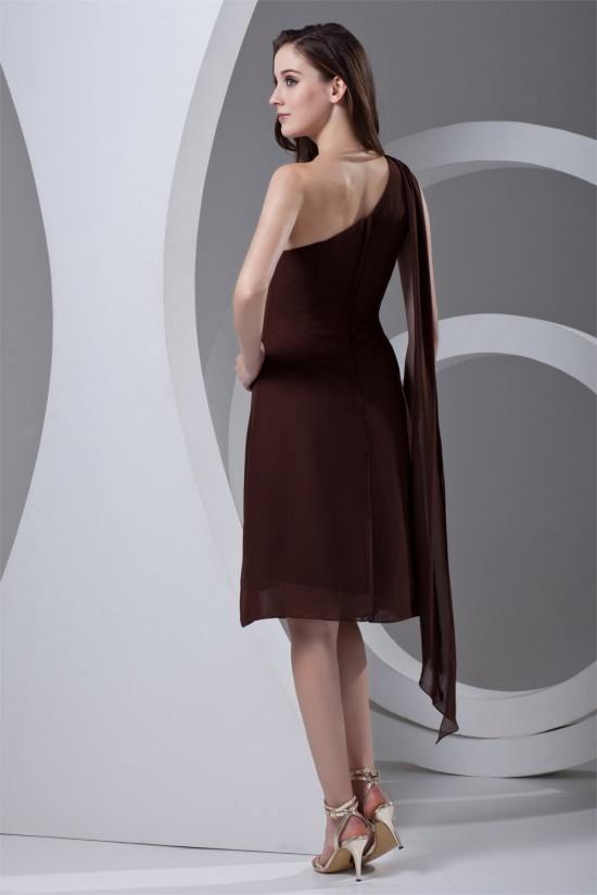 A-Line One-Shoulder Chiffon Short Bridesmaid Dresses 02010515