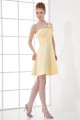 A-Line Short/Mini Sleeveless Bows Satin One-Shoulder Yellow Bridesmaid Dresses 02010521