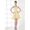 A-Line Short/Mini Sleeveless Bows Satin One-Shoulder Yellow Bridesmaid Dresses 02010521