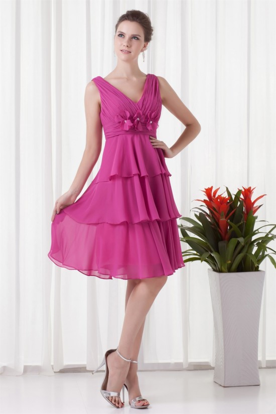 A-Line Knee-Length Sleeveless Chiffon Bridesmaid Dresses 02010523