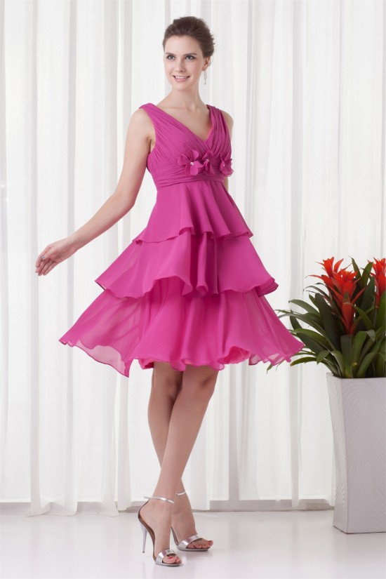 A-Line Knee-Length Sleeveless Chiffon Bridesmaid Dresses 02010523