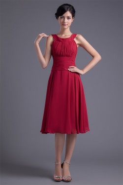Sleeveless Knee-Length Scoop Chiffon Bridesmaid Dresses 02010528