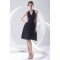 A-Line Knee-Length Halter Chiffon Short Black Bridesmaid Dresses 02010530