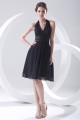 A-Line Knee-Length Halter Chiffon Short Black Bridesmaid Dresses 02010530