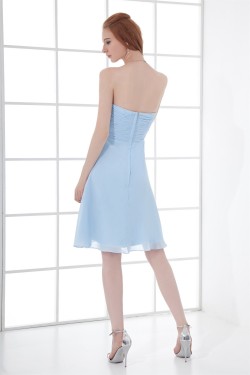 Soft Sweetheart Sleeveless Knee-Length A-Line Short Blue Bridesmaid Dresses 02010534