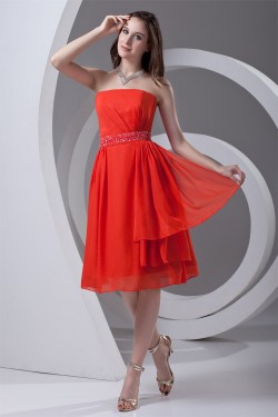 Affordable Strapless Sleeveless Chiffon Beaded Short Bridesmaid Dresses 02010540