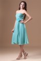 Sheath/Column Strapless Handmade Flowers Short Bridesmaid Dresses 02010543