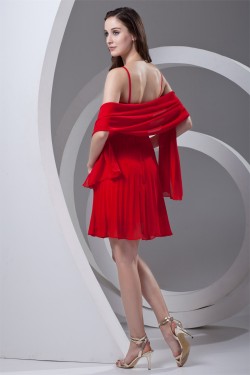 V-Neck Chiffon Sleeveless Short Red Beaded Bridesmaid Dresses 02010548