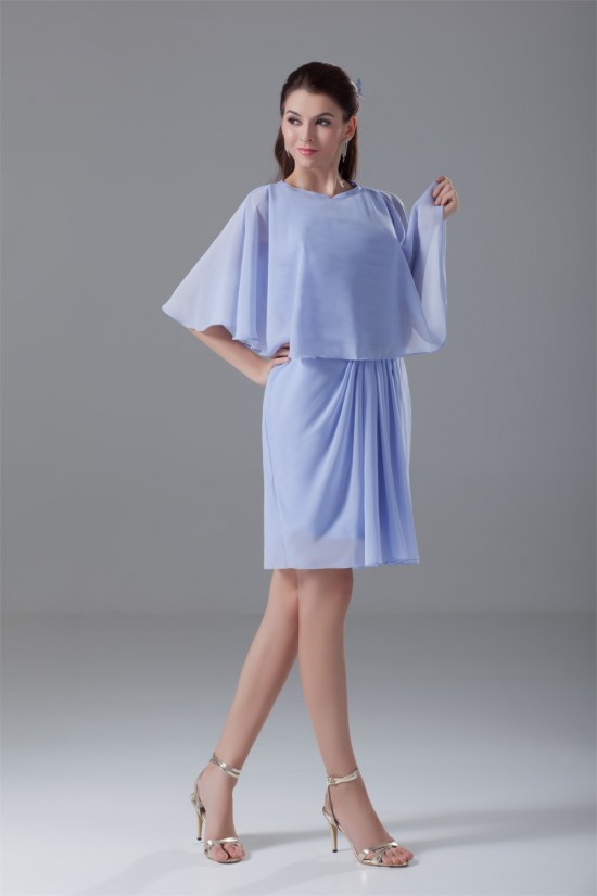 V-Neck Sheath/Column Sleeveless Knee-Length Short Bridesmaid Dresses 02010549
