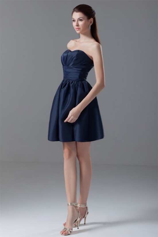 A-Line Satin Pleats Short/Mini Sleeveless Bridesmaid Dresses 02010552