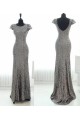 Latest Sequins Cap-Sleeves Silver Long Bridesmaid Dresses 3010001