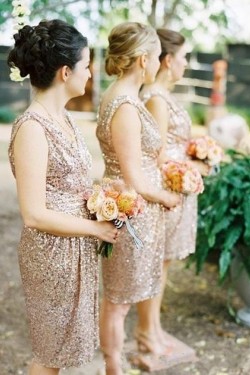 Short V-Neck Sequins Bridesmaid Dresses 3010006