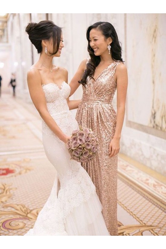 Long Sequins V-Neck Bridesmaid Dresses 3010009 Long Sequins V-Neck Bridesmaid Dresses 3010009
