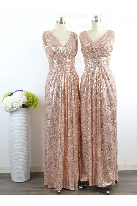 Long Sequins V-Neck Bridesmaid Dresses 3010009 Long Sequins V-Neck Bridesmaid Dresses 3010009