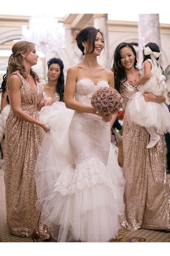 Long Sequins V-Neck Bridesmaid Dresses 3010009 Long Sequins V-Neck Bridesmaid Dresses 3010009