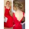 Long Red Straps Lace Evening Prom Bridesmaid Dresses 3010011
