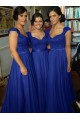 A-Line Cap-Sleeves Lace Chiffon Long Bridesmaid Dresses 3010014 A-Line Cap-Sleeves Lace Chiffon Long Bridesmaid Dresses 3010014