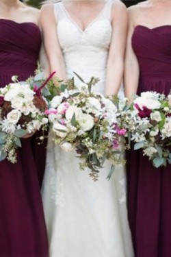 Long Purple Sweetheart Chiffon Floor-Length Bridesmaid Dresses 3010016