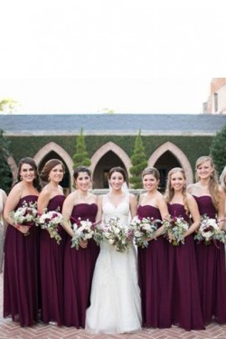 Long Purple Sweetheart Chiffon Floor-Length Bridesmaid Dresses 3010016
