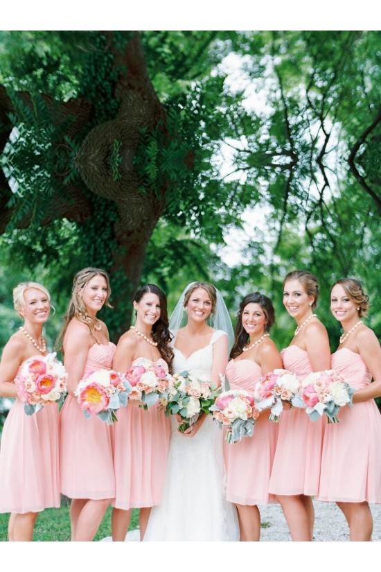 Short Pink Chiffon Country Bridesmaid Dresses 3010017