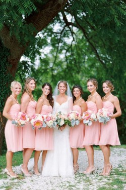 Short Pink Chiffon Country Bridesmaid Dresses 3010017