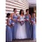 A-Line V-Neck Straps Sleeveless Long Bridesmaid Dresses 3010018