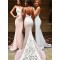 Trumpet/Mermaid Spaghetti Straps Lace Long Bridesmaid Dresses 3010021