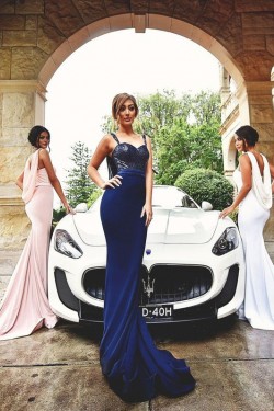 Trumpet/Mermaid Straps Sleeveless Sequins Chiffon Long Bridesmaid Dresses 3010022