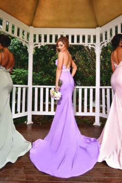 Trumpet/Mermaid Spaghetti Straps Long Bridesmaid Dresses 3010023