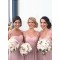Long Pink Floor-Length Chiffon Wedding Party Dresses Bridesmaid Dresses 3010029