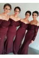 Long Sleeves Off-the-Shoulder Lace Purple Mermaid Wedding Party Dresses Bridesmaid Dresses 3010030