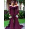 Long Sleeves Off-the-Shoulder Lace Purple Mermaid Wedding Party Dresses Bridesmaid Dresses 3010030