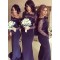 Long Sleeves Purple Lace Mermaid Wedding Party Dresses Bridesmaid Dresses 3010034