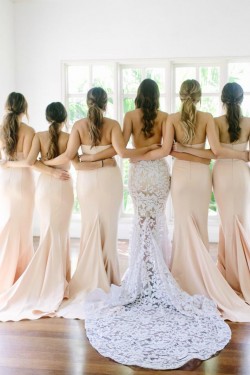 Trumpet/Mermaid Sweetheart Long Wedding Party Dresses Bridesmaid Dresses 3010037