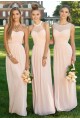 Lace Illusion Neckline Long Pink Floor-Length Chiffon Lace Wedding Party Dresses Bridesmaid Dresses 3010039 Lace Illusion Neckline Long Pink Floor-Length Chiffon Lace Wedding Party Dresses Bridesmaid Dresses 3010039