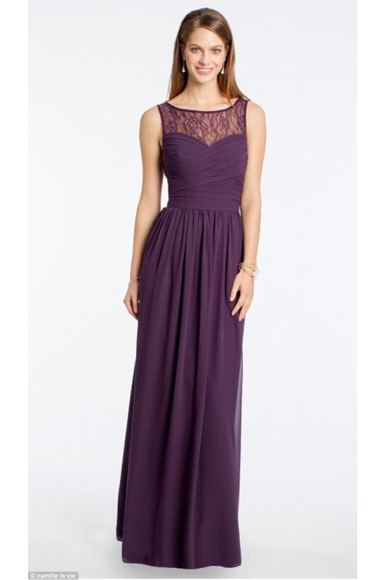 Lace Illusion Neckline Long Pink Floor-Length Chiffon Lace Wedding Party Dresses Bridesmaid Dresses 3010039 Lace Illusion Neckline Long Pink Floor-Length Chiffon Lace Wedding Party Dresses Bridesmaid Dresses 3010039