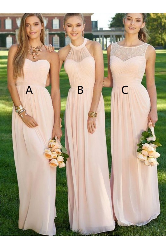 Lace Illusion Neckline Long Pink Floor-Length Chiffon Lace Wedding Party Dresses Bridesmaid Dresses 3010039 Lace Illusion Neckline Long Pink Floor-Length Chiffon Lace Wedding Party Dresses Bridesmaid Dresses 3010039