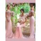 Trumpet/Mermaid Off-the-Shoulder Lace Long Pink Wedding Party Dresses Bridesmaid Dresses 3010042