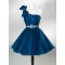 A-Line One-Shoulder Short Blue Wedding Party Dresses Bridesmaid Dresses 3010046