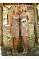 Gold Sequins Short Wedding Party Dresses Bridesmaid Dresses 3010047
