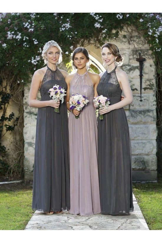 Column Halter Chiffon Lace Floor-Length Wedding Party Dresses Bridesmaid Dresses 3010049 Column Halter Chiffon Lace Floor-Length Wedding Party Dresses Bridesmaid Dresses 3010049