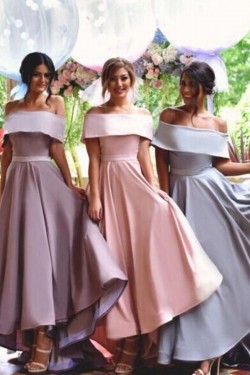 A-Line Off-the-Shoulder High Low Wedding Party Dresses Bridesmaid Dresses 3010058