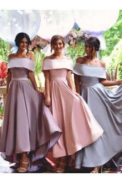 A-Line Off-the-Shoulder High Low Wedding Party Dresses Bridesmaid Dresses 3010058