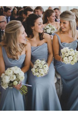 Sheath One-Shoulder Long Chiffon Wedding Party Dresses Bridesmaid Dresses 3010059