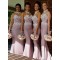 Trumpet/Mermaid Halter Lace Long Wedding Party Dresses Bridesmaid Dresses 3010060