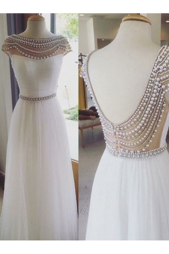 Long Blue Beaded Chiffon Floor-Length Wedding Party Dresses Bridesmaid Dresses 3010063
